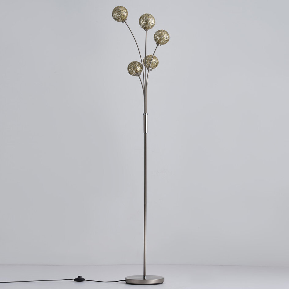 Lampadaire moderne or, 5 lumières - Claire