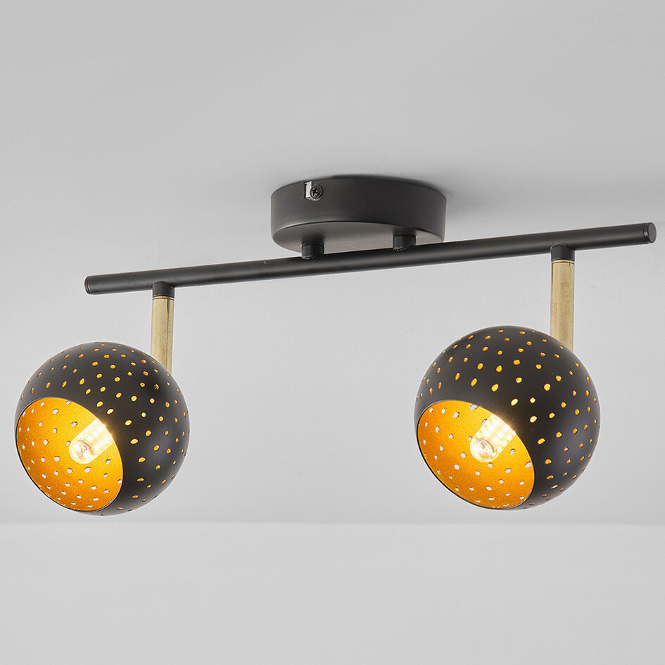 Spot de plafond moderne noir mat, 2 lumières - Edith