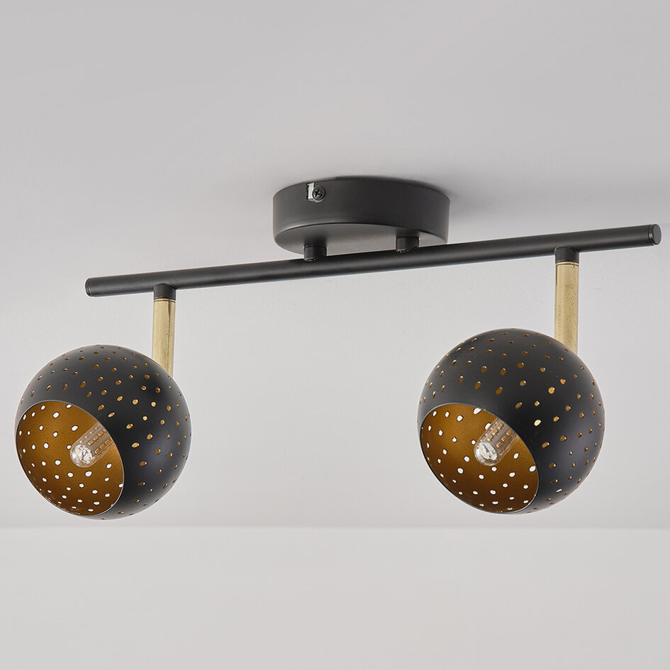 Moderne plafondspot mat zwart, 2-lichts - Edith