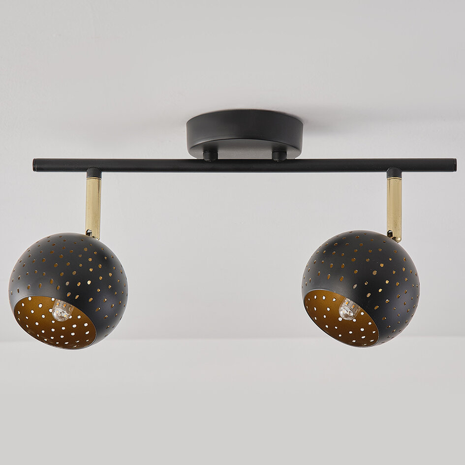 Moderne plafondspot mat zwart, 2-lichts - Edith