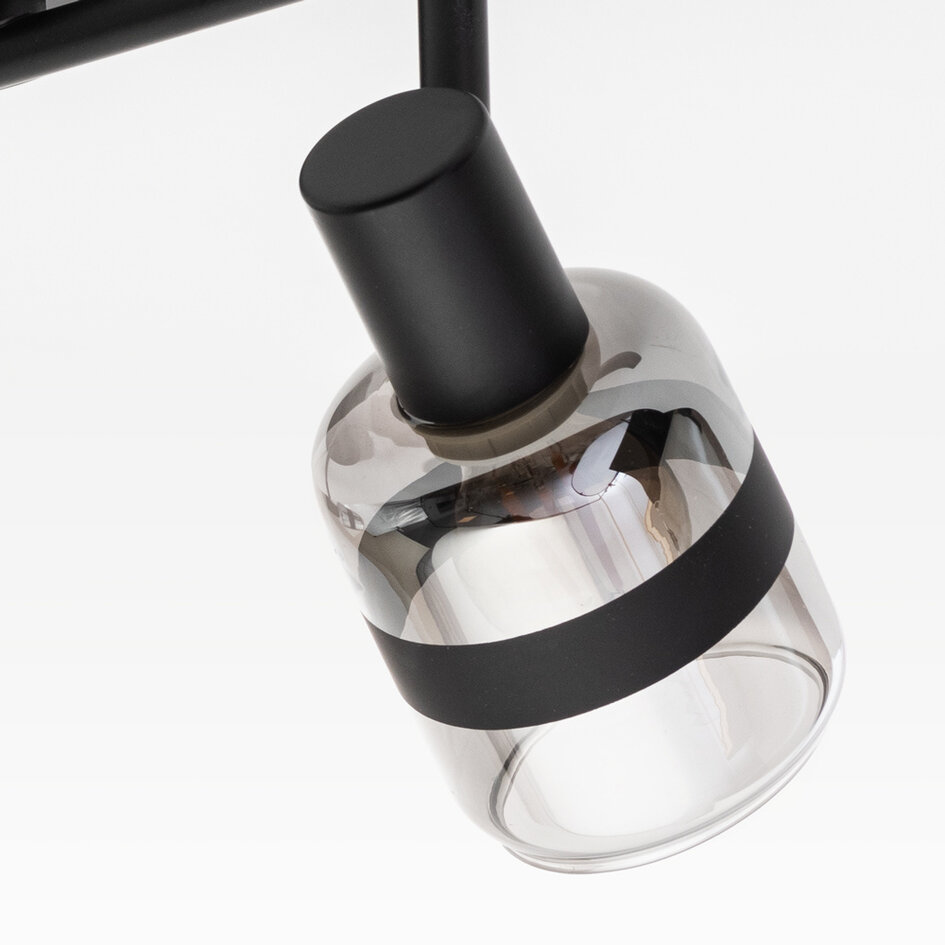 Spot de plafond industriel en verre fumé, 2 lumières - Gesa