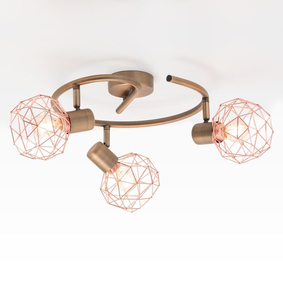 Koperkleurige plafondlamp 3-lichts - Russet
