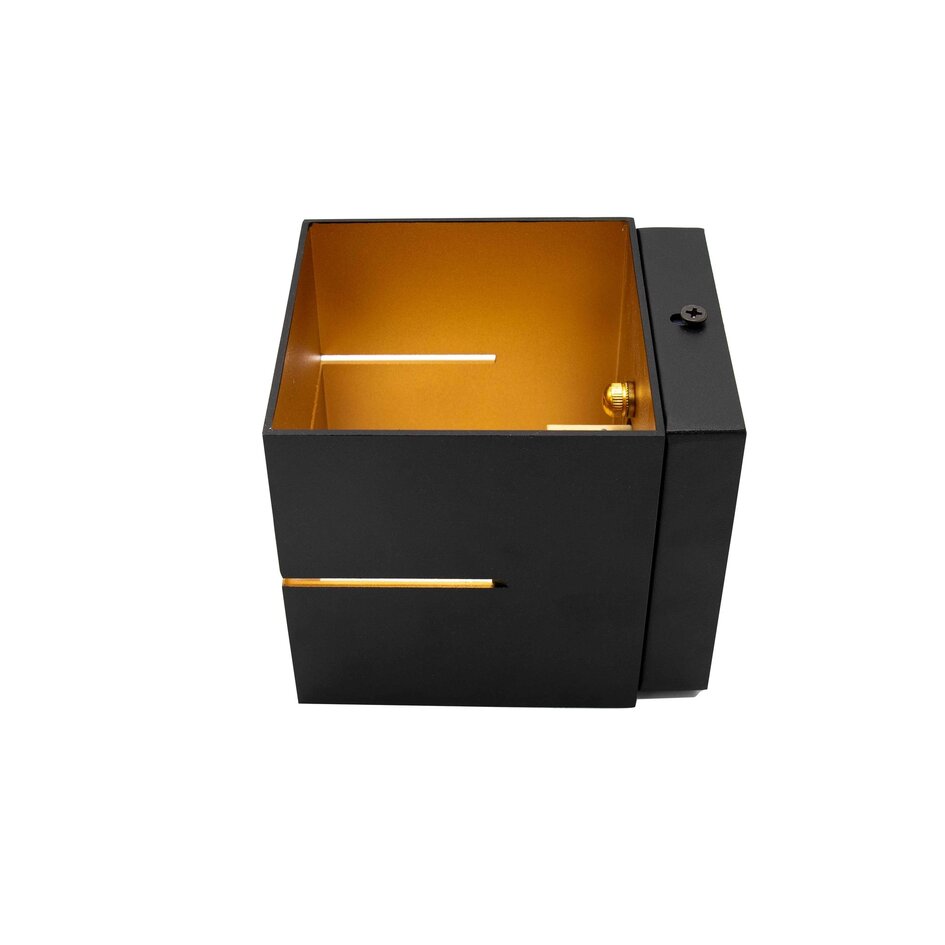 Applique moderne carrée noire avec intérieur doré - Avi