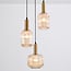 Suspension design 3 lumières Sita - noir et doré avec verre ambré