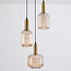 Suspension 3 lumières noire et doré avec verre strié - Sita