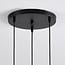 Suspension design 3 lumières Sita - noir et doré avec verre ambré