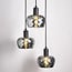 Suspension 3 lumières Reno - noir mat et verre fumé