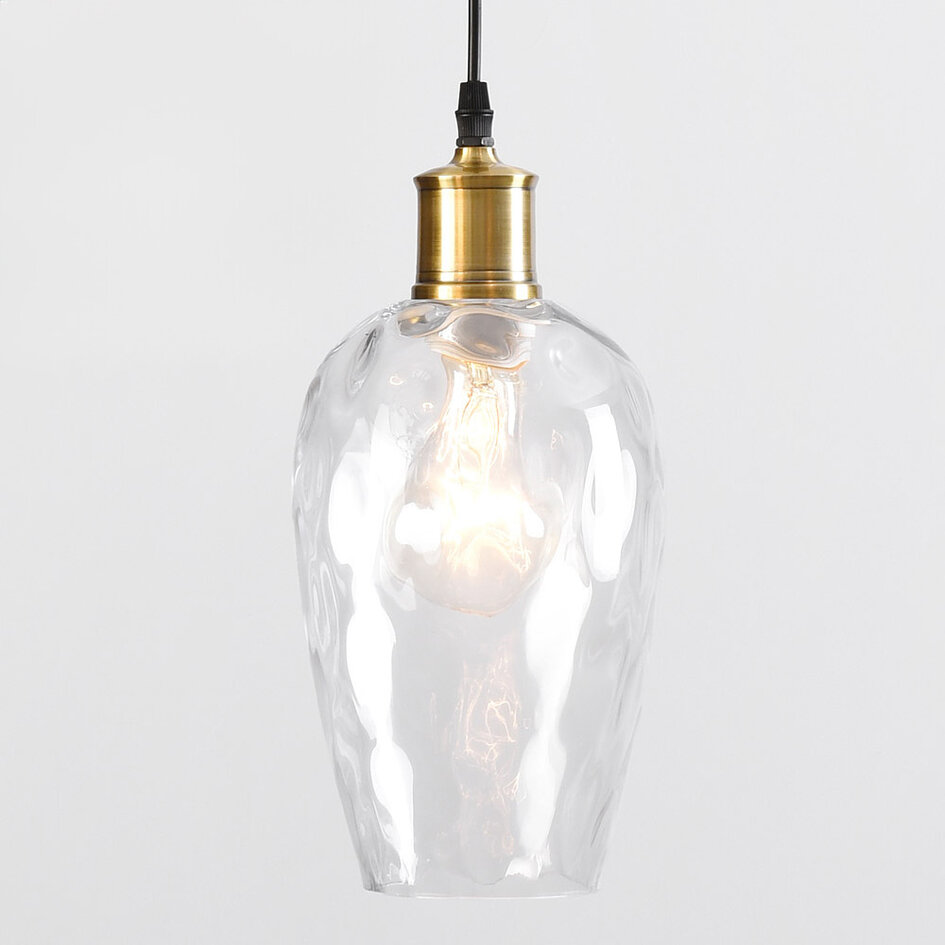 Lampe suspendue design verre transparent à l'effet cabossé 3-lumières - Verona