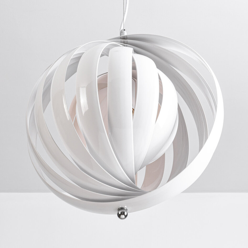 Suspension design en métal blanc, 1 lumière - Luana