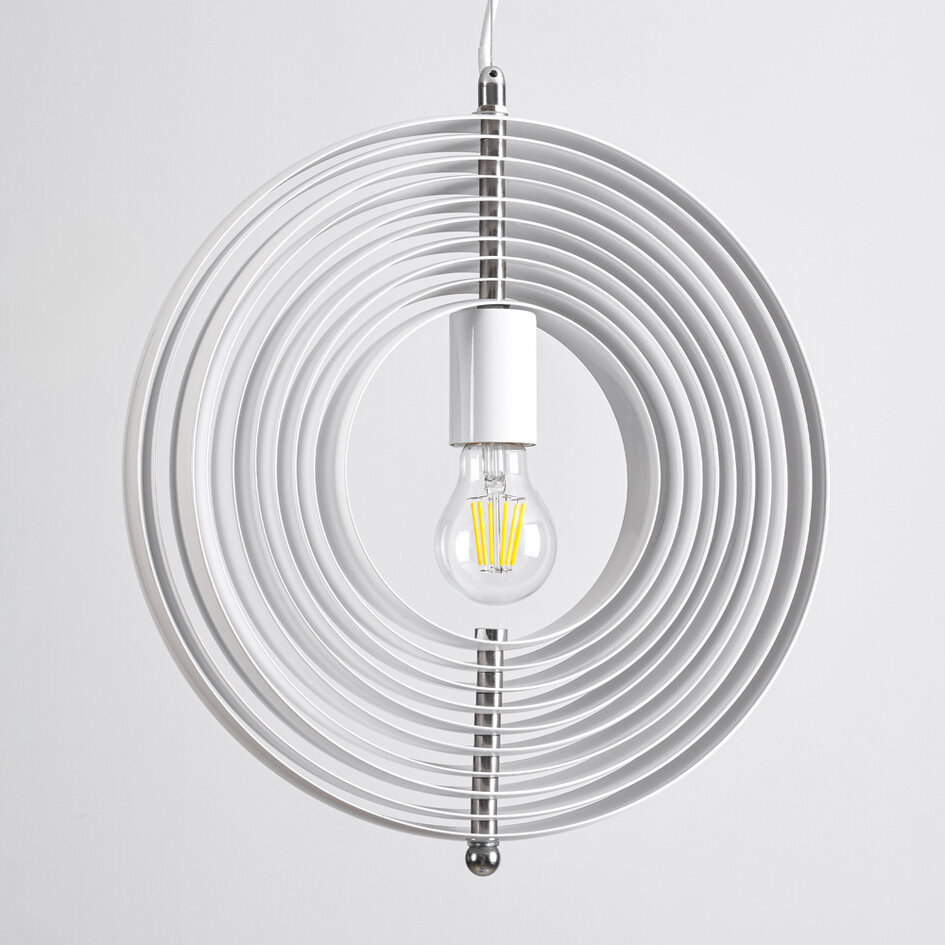 Suspension design en métal blanc, 1 lumière - Luana
