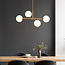Suspension design doré avec verre blanc laiteux, 4 lumières - Asun