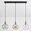 3-lichts hanglamp Lotte met drie kleuren glas