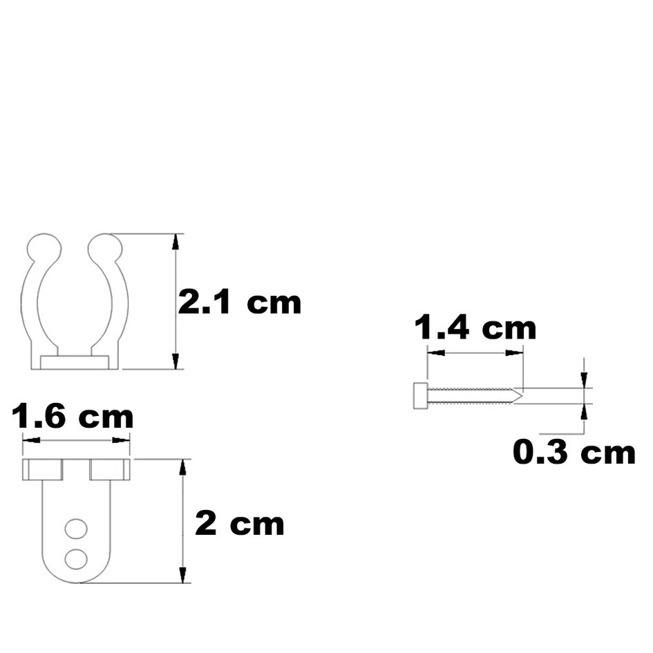 Clips de fixation pour tubes lumineux ronds - 20 pièces