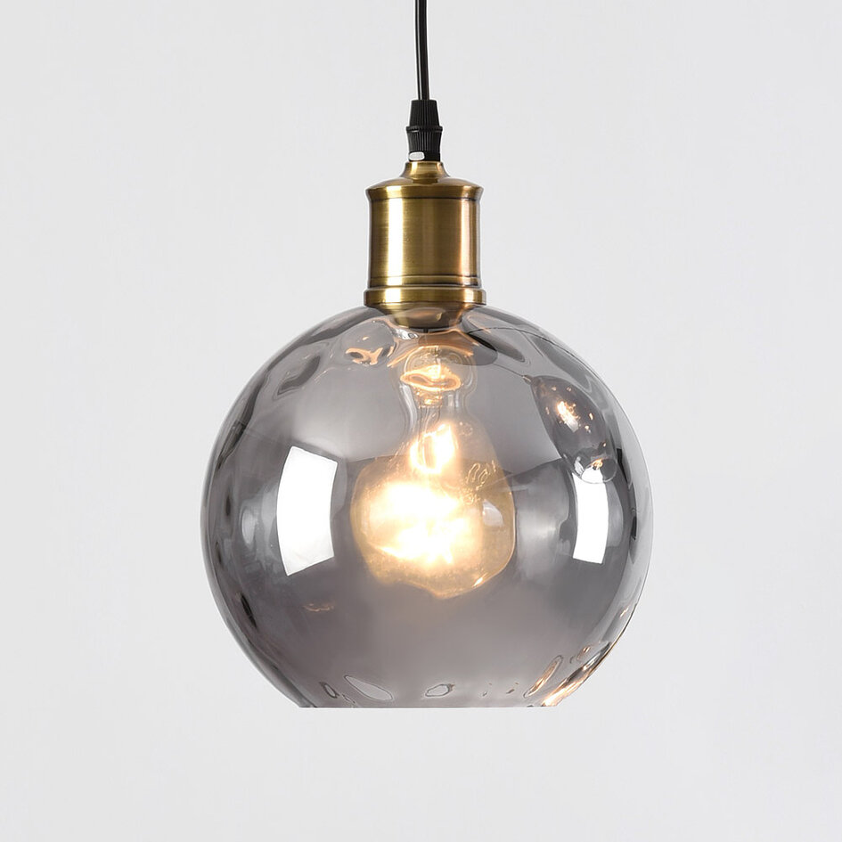 Lampe suspendue design avec verre fumé avec détail convexe, 3 lumières - Verona