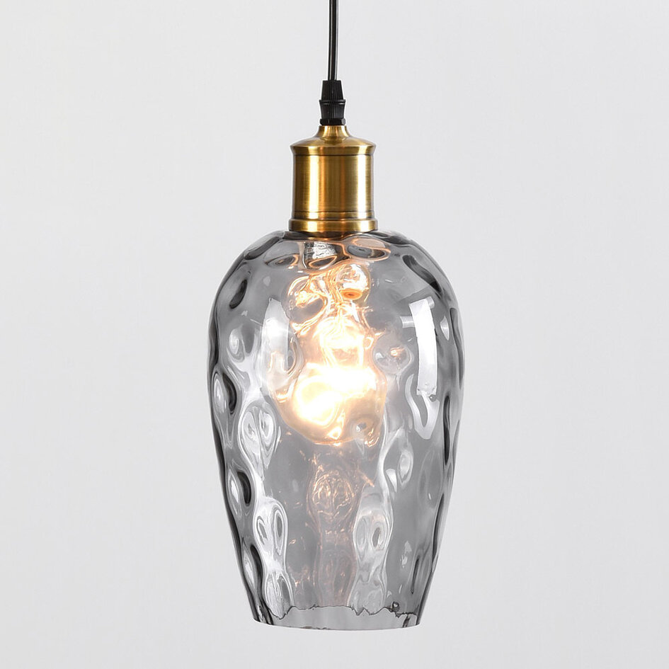 Lampe suspendue design avec verre fumé avec détail convexe, 3 lumières - Verona