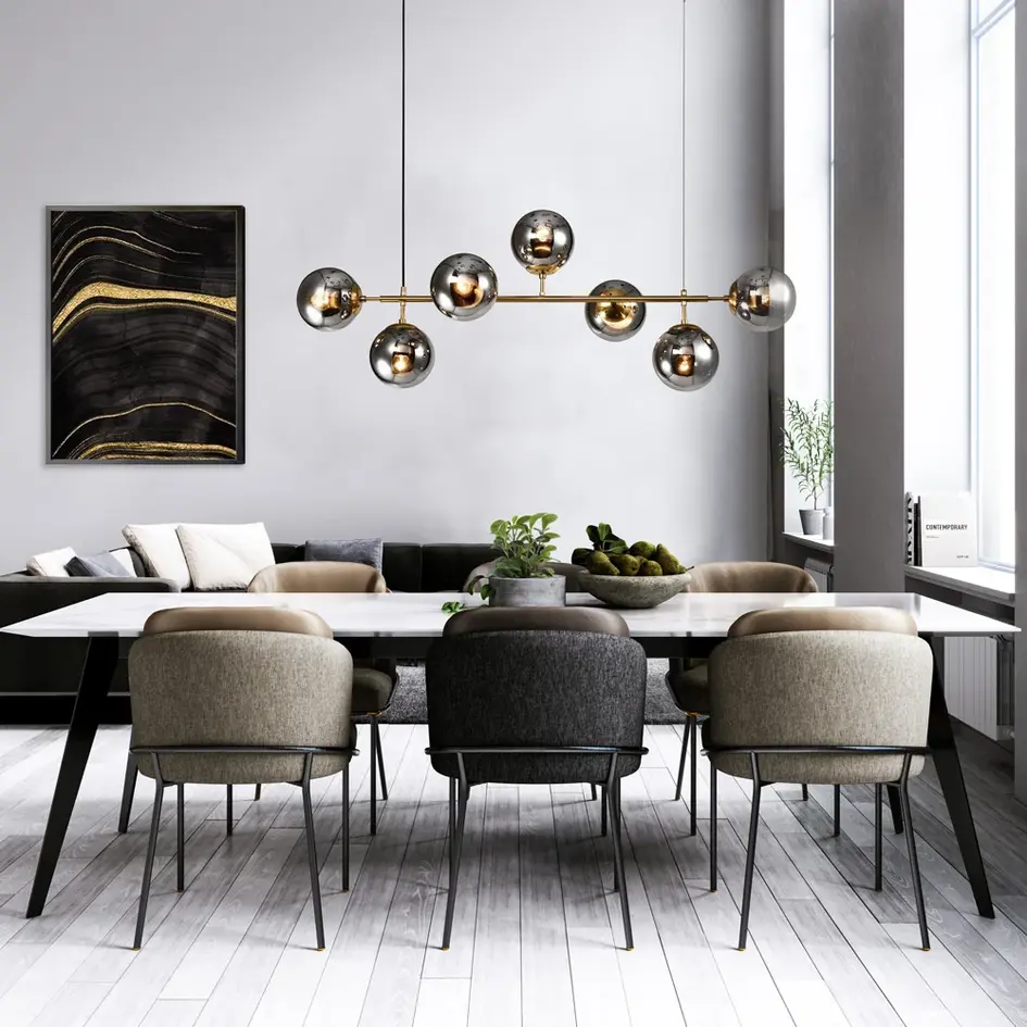 2ème chance : Lampe suspendue design Hepta avec effet miroir en verre fumé