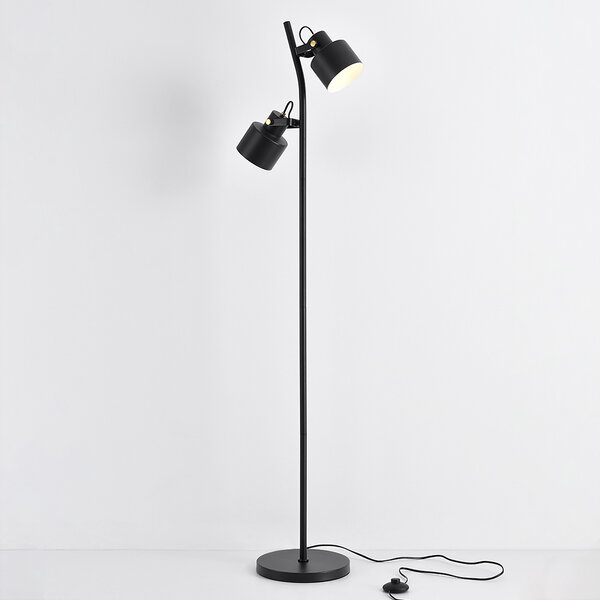 2-lichts staande lamp met kantelbare spots zwart - William