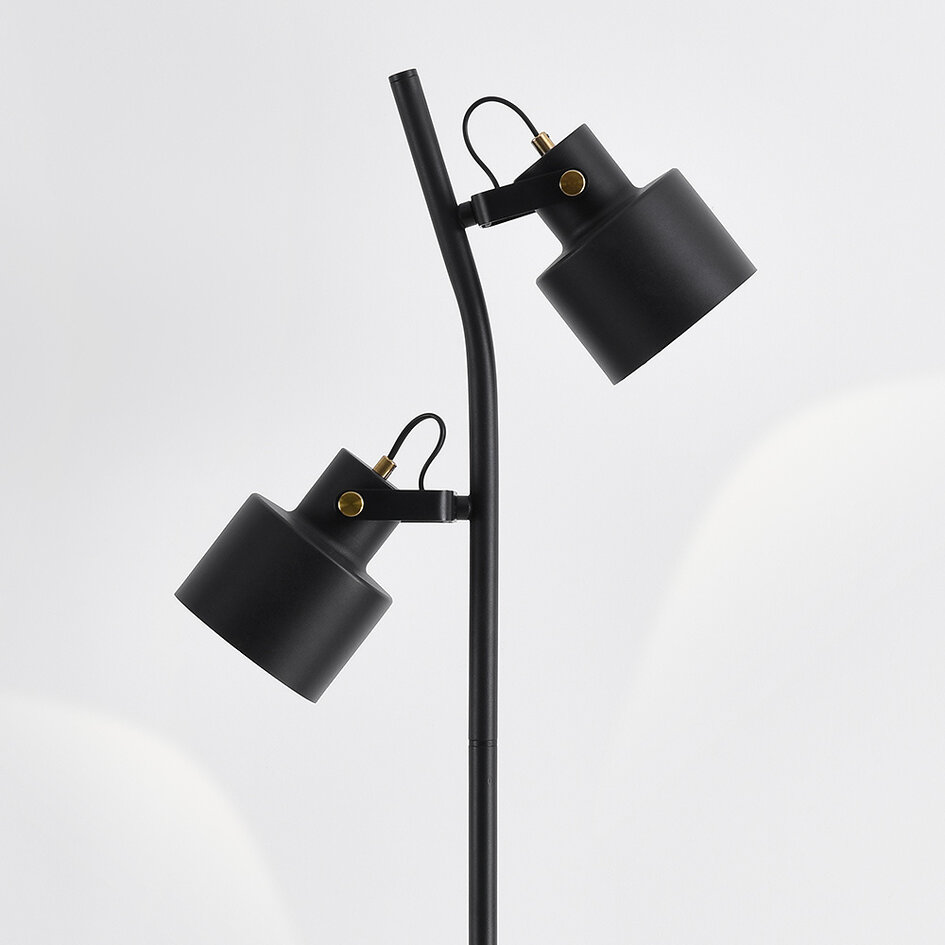 2-lichts staande lamp zwart met kantelbare spots - William