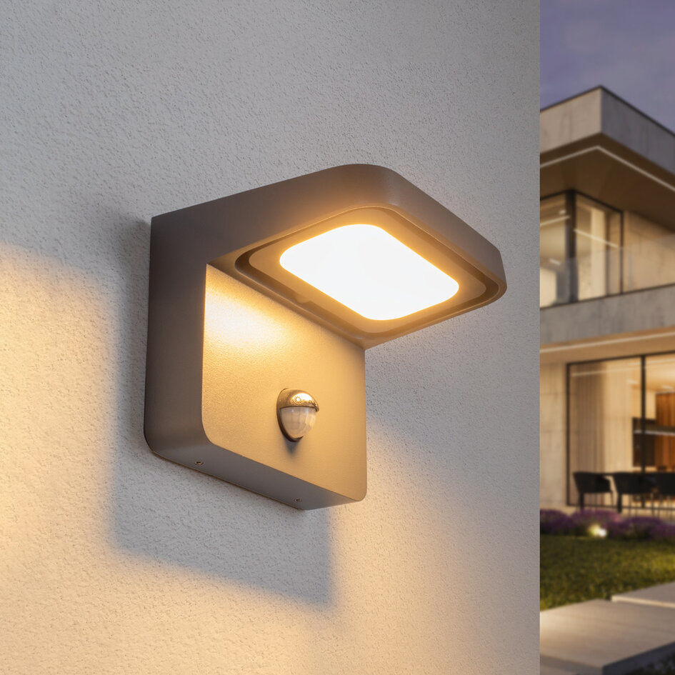 Kantelbare 1 lichts buiten wandlamp met sensor - Greg