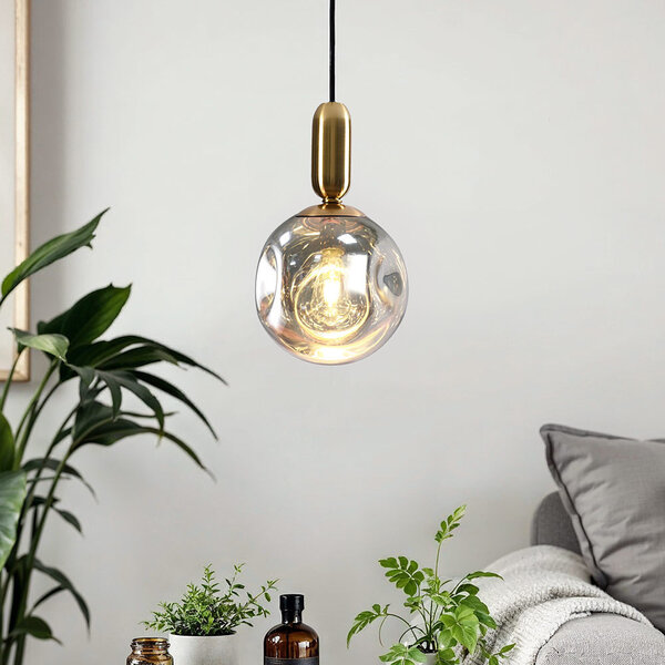 Lampe suspendue à 1 lumière Lewis avec verre ondulé