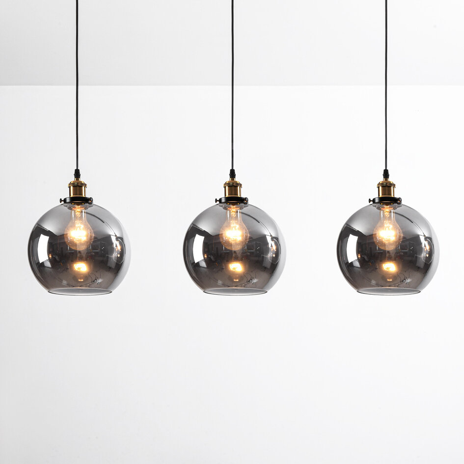 Hanglamp Katie met smoke glas, 3-lichts
