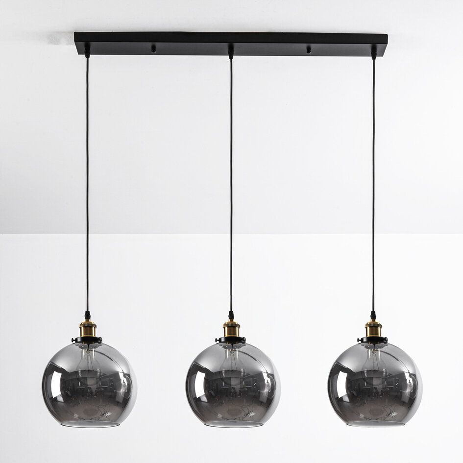Suspension avec verre fumé, 3 lumières - Katie
