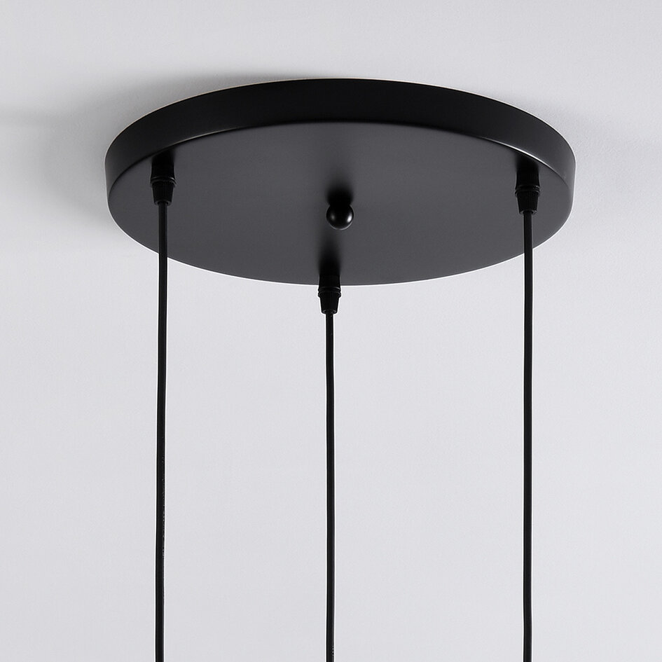 Lampe suspendue Victor avec verre ambré et détails noirs