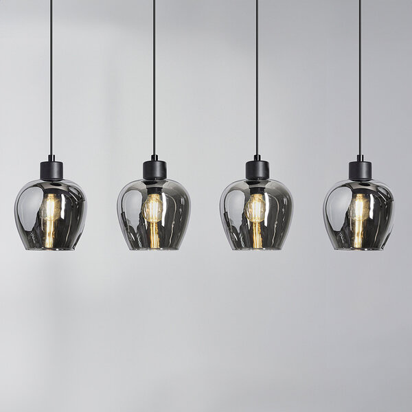 Lampe suspendue à 4 lumières avec verre fumé - Sanford