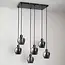 6-lichts hanglamp Arvada - smoke glas