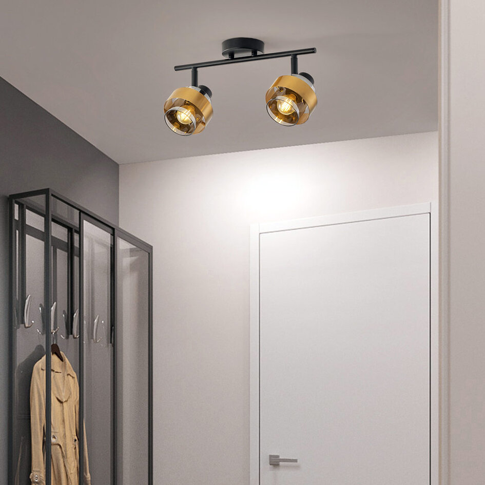 Plafonnier de luxe avec détails en bronze, 2 lumières - Oro
