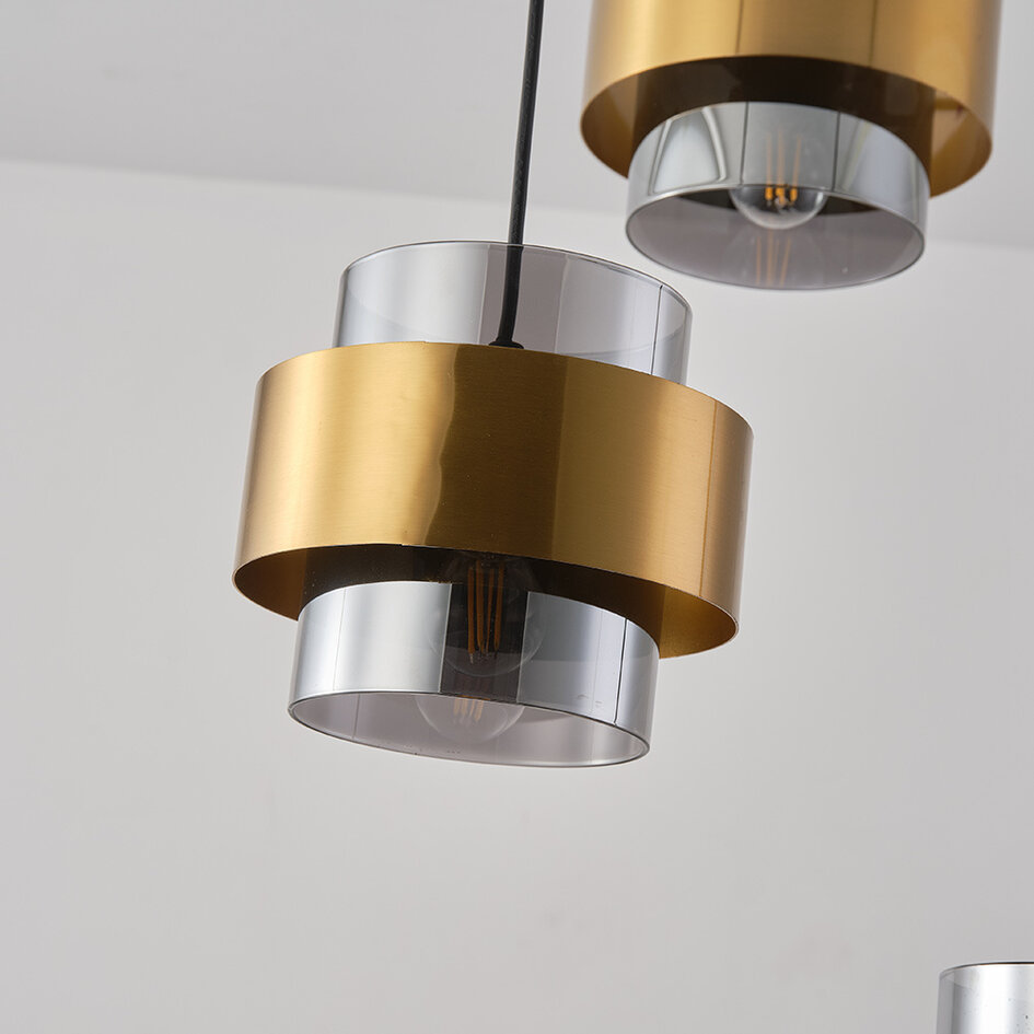 Suspension moderne avec détails en bronze, 3-lumières - Arany