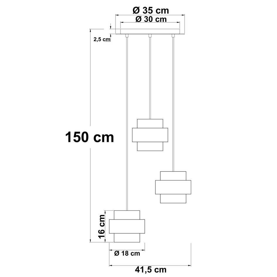 Suspension moderne avec détails en bronze, 3-lumières - Arany