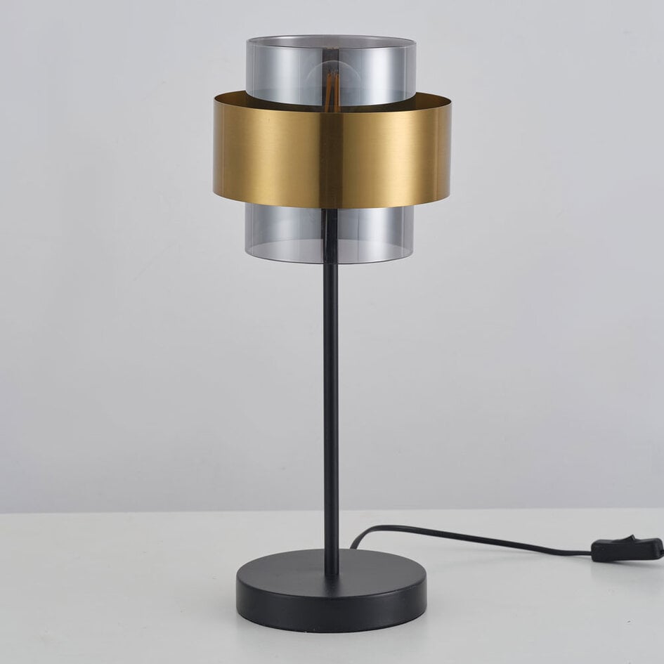 Lampe à poser Lor en verre fumé - bronze