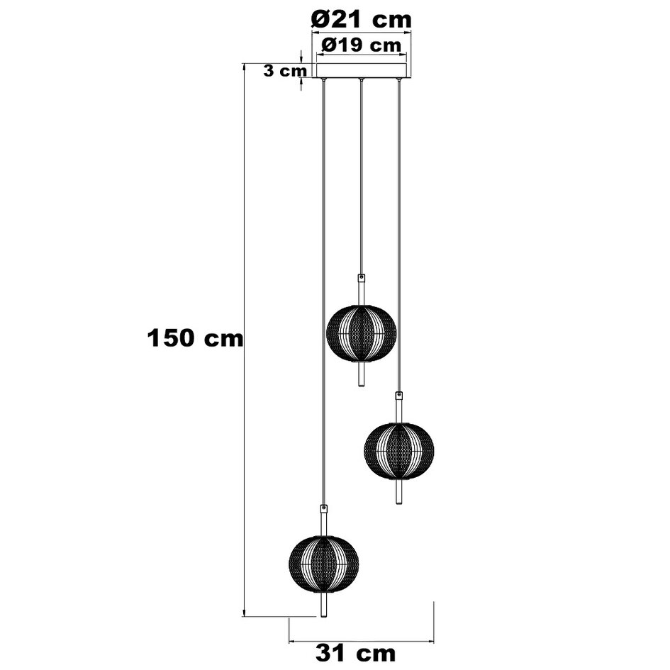 Eigentijdse hanglamp met 3-staps dimbare LEDs en gouden details - Hopea