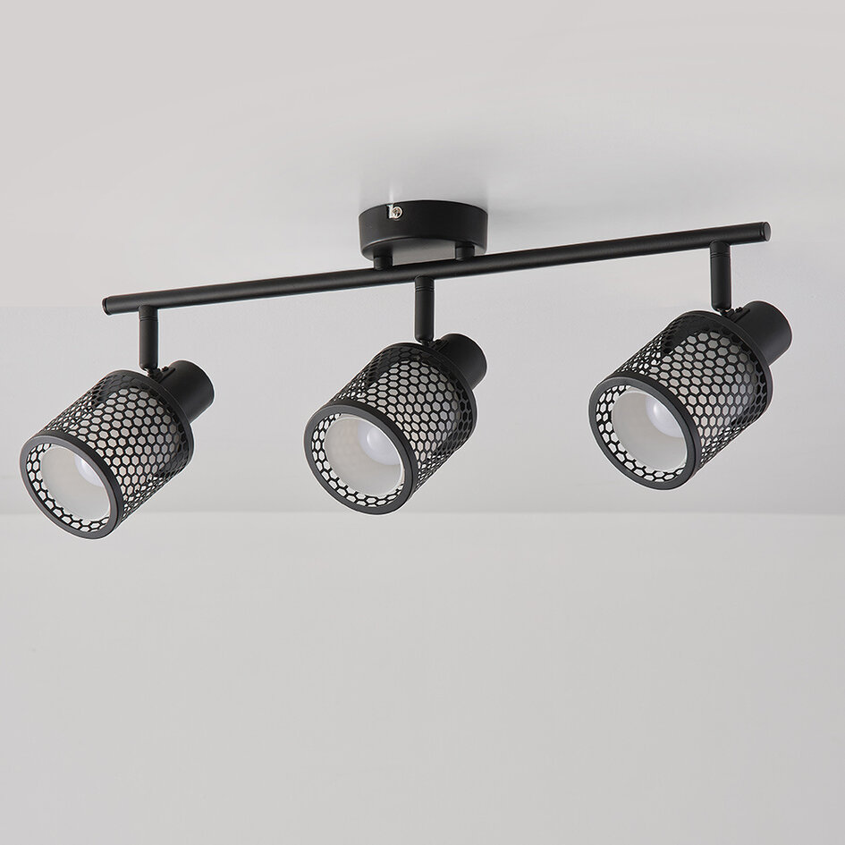 Moderne plafondlamp met melkwit glas en honingraat design - Buche