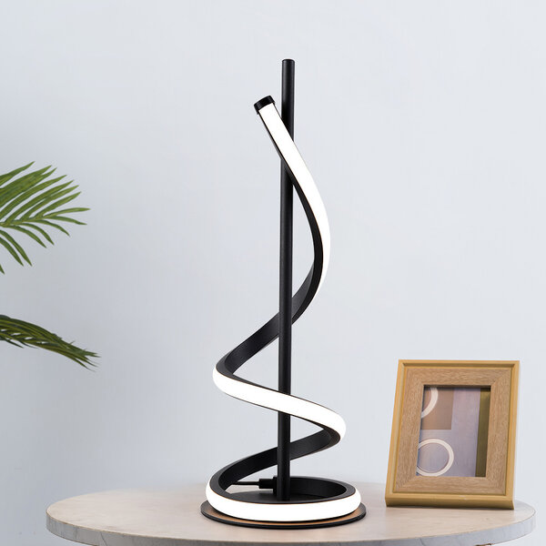 Lampe de table noire moderne en spirale Caz