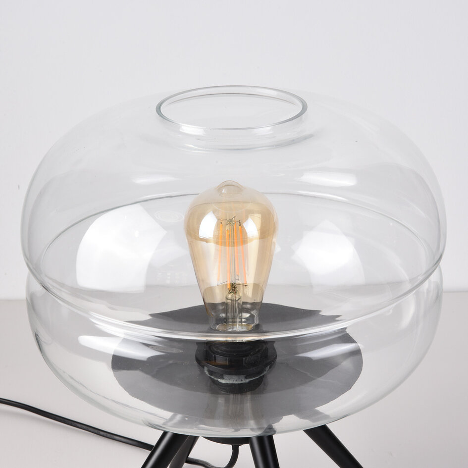 Lampe à poser Joah en verre transparent soufflé à la main