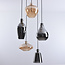 5-lichts hanglamp Nisa - amber en smoke glas met goud