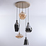 5-lichts hanglamp Nisa - amber en smoke glas met goud