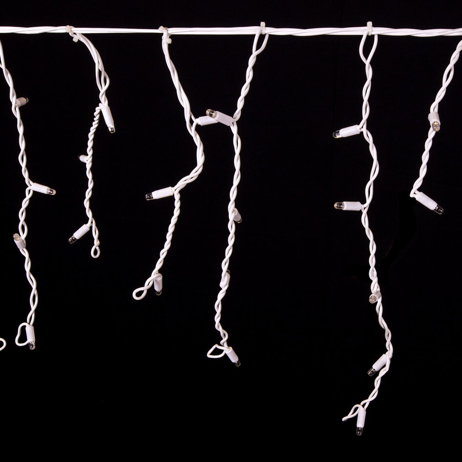 Guirlande stalactite connectable | à partir de 3 mètres | 114 LEDs | blanc chaud avec scintillement | câble blanc | caoutchouc