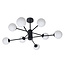 Plafonnier Idaho 8 lumières - noir avec globes en verre opalin