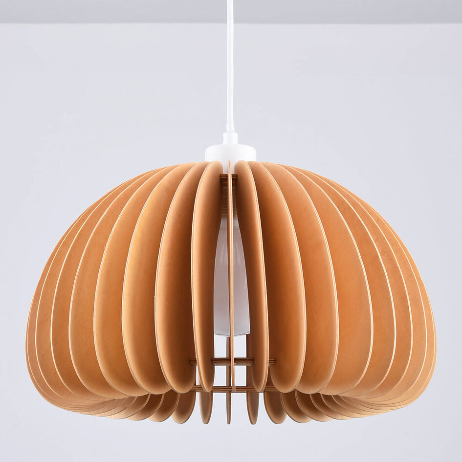Ronde houten hanglamp Ikoma