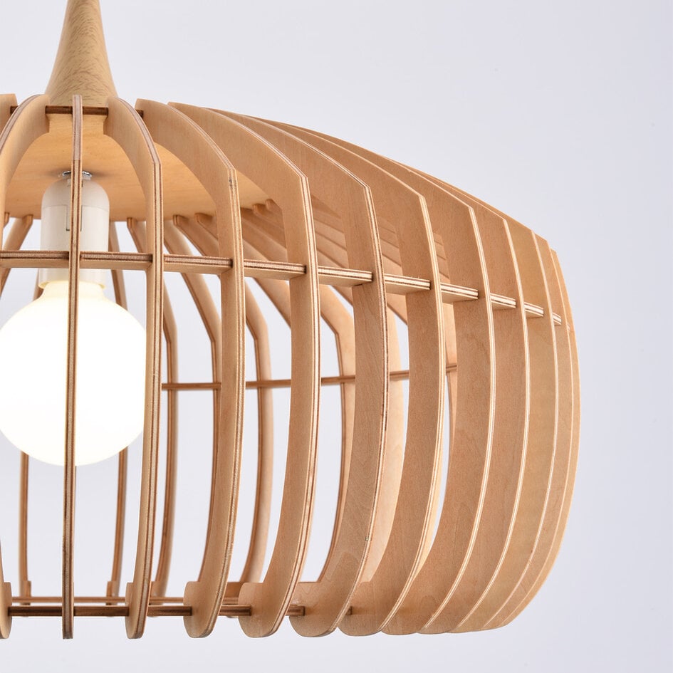 Suspension moderne en bois Itami - abat-jour à barreaux