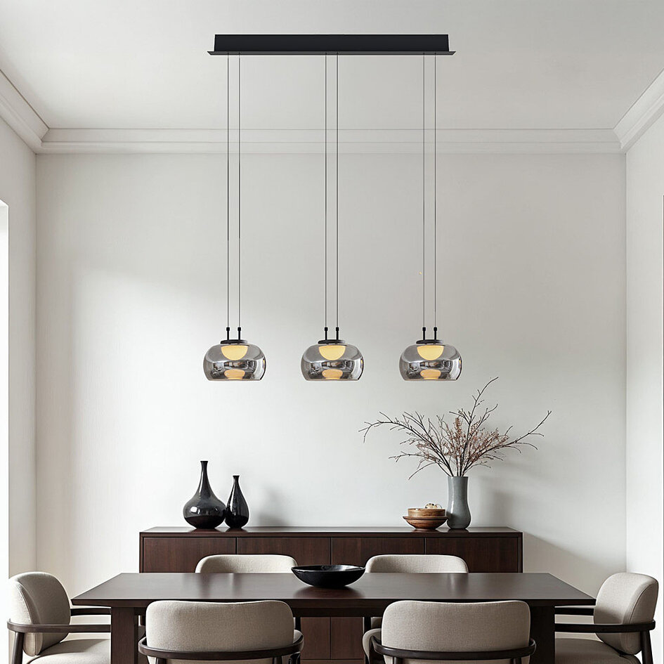 Hanglamp met smoke glas en 3-staps dim -  Gujo