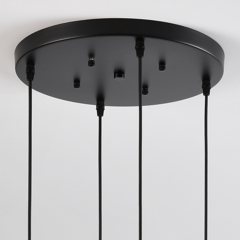 Hanglamp 4-lichts Livia - smoke en cognac glas