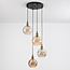 Suspension Livia 4 lumières en verre ambré et cognac