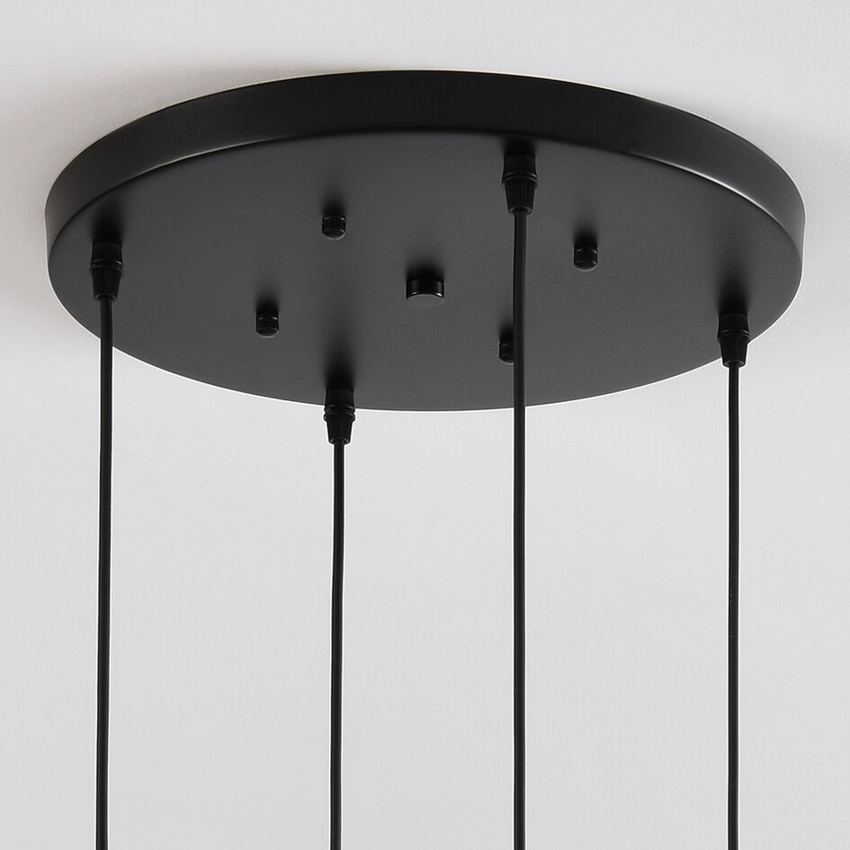 Suspension 4 lumières avec verre Cognac et ambré - Livia