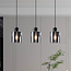 Suspension noire 3 lumières en verre fumé - Palaio