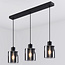 Suspension Palaio 3 lumières en verre fumé - noir
