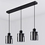 Suspension Palaio 3 lumières en verre fumé - noir